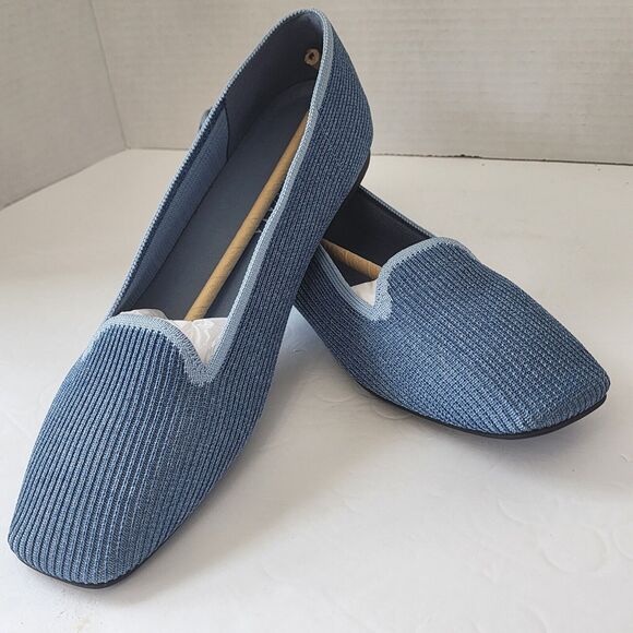 Vivaia Samantha Classic Loafer Square Toe Flats Denim Blue Size 42 (US 10.5) New - Picture 1 of 16